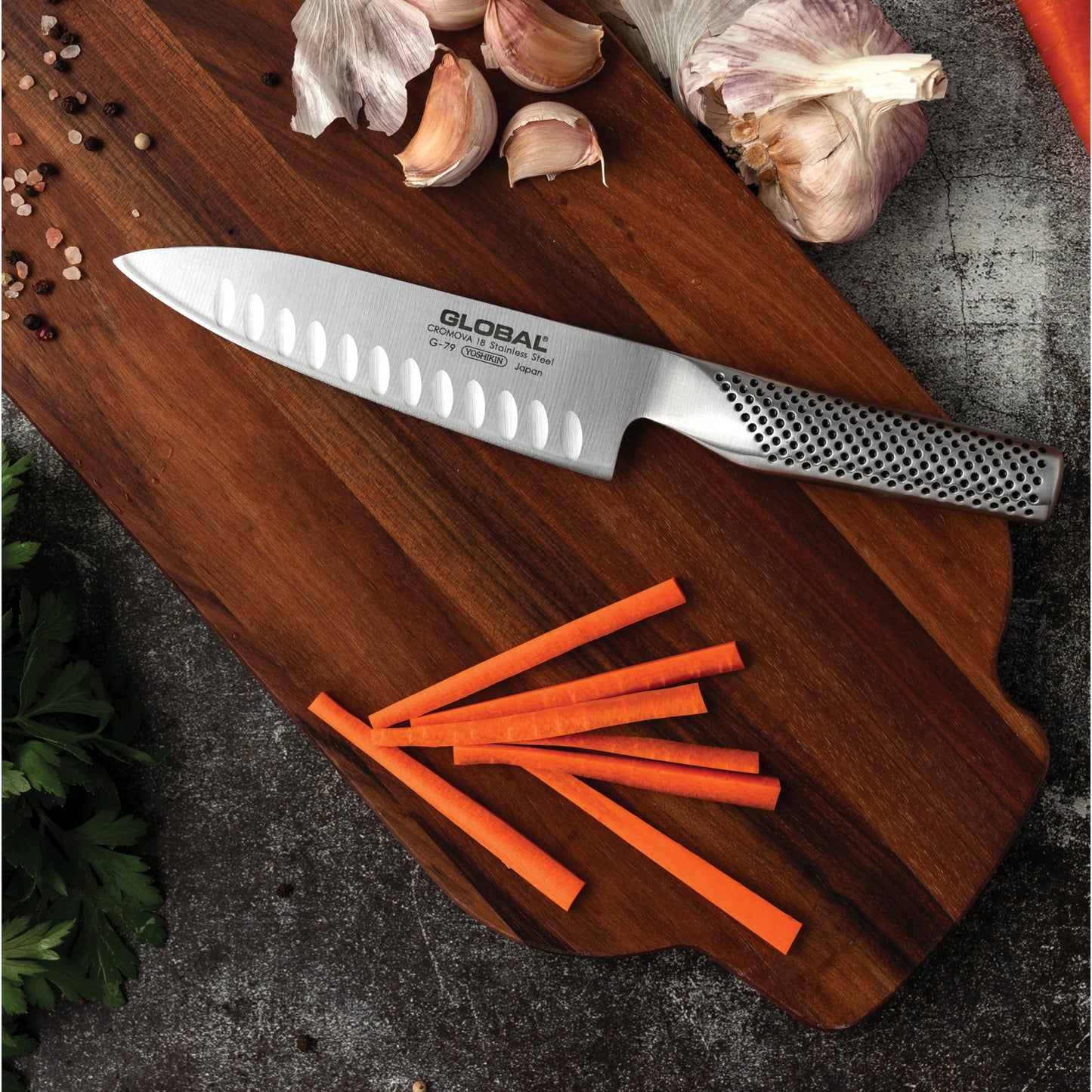 GLOBAL G-79 COOK'S KNIFE - FLUTED 16CM